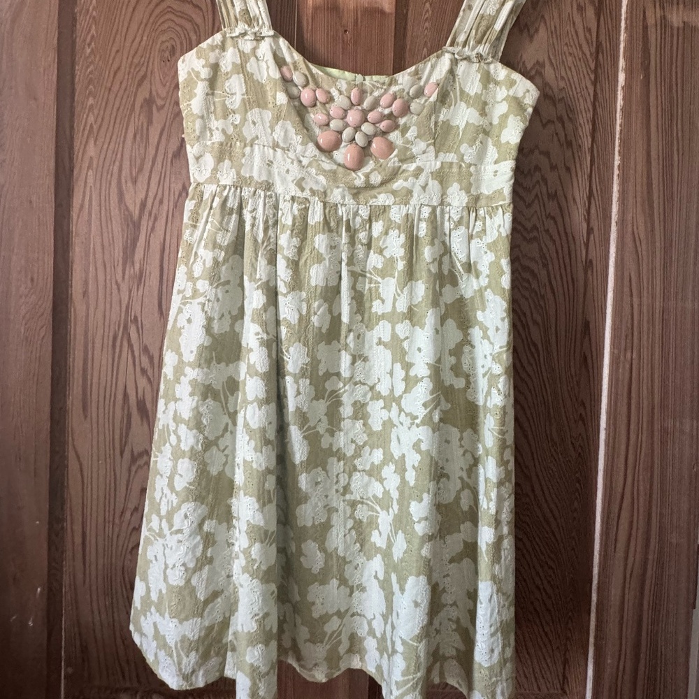 ❌❌❌SOLD ❌❌❌Nanette Lepore floral flower cotton beaded embellished Sz 8